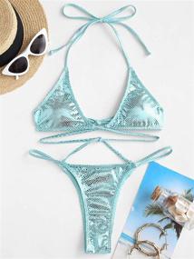 img 3 attached to 👙 ZAFUL Metallic String Multi Way Swimsuit: Versatile Women's Clothing for Swimsuits & Cover Ups