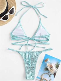 img 2 attached to 👙 ZAFUL Metallic String Multi Way Swimsuit: Versatile Women's Clothing for Swimsuits & Cover Ups