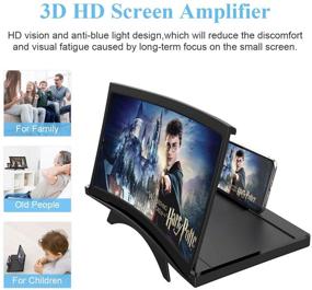 img 3 attached to 📱 Улучшенный увеличитель экрана кривизной 12 дюймов - 3D HD мобильный телефон увеличитель проектор для оптимального просмотра фильмов, видео и игр - складная подставка для телефона с усилителем - совместим с любыми смартфонами (черный)