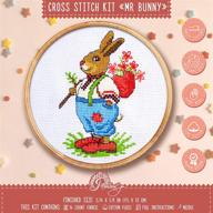 🐰 kids' cross stitch kit: 'mister bunny' hand embroidery easter gift logo