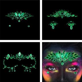 img 2 attached to ✨ Sparkle and Shine: 6 Sheets Face Jewels and 30g Glitter Kit for Rave Festival Outfits, Mermaid Face Gems and Self-Adhesive Body Crystals Stickers - 3 Luminous Options