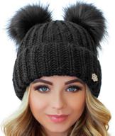 women's braxton beanie with 2 pom ears - cable knit winter hat for warmth and style - wool snow outdoor ski cap логотип