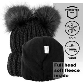 img 3 attached to Women's Braxton Beanie with 2 Pom Ears - Cable Knit Winter Hat for Warmth and Style - Wool Snow Outdoor Ski Cap