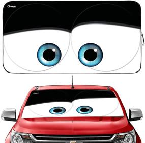 img 4 attached to 🕶️ Gven Windshield Shade: Funny Car Eyes Sun Visor Protector - Block UV Rays and Keep Your Vehicle Cool!