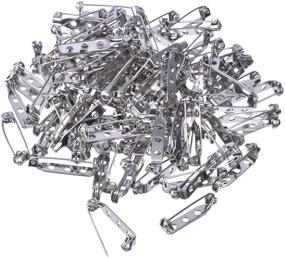 img 4 attached to 25mm Silver Tone Brooch Pins with Safety Clasp Locking for Jewellery Making, Crafts, Badges - Pack of 100, 1 inch