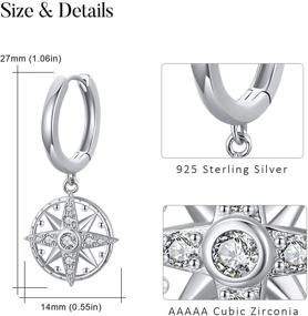 img 2 attached to 🌊 925 Sterling Silver Compass Hoop Earrings with Ocean Dangle Drop Design - Perfect Compass Jewelry Gifts for Women/Girls with Sensitive Ears, Ideal for Birthday and Christmas