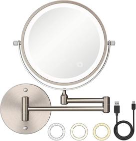 img 4 attached to Versatile 8-inch Rechargeable Wall Mounted Makeup Mirror: LED Lights, 10x Magnification, Double 💄 Sided, Touch Button, Adjustable Light - Perfect for Bedroom or Bathroom Vanity, Shaving & Makeup