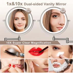 img 3 attached to Versatile 8-inch Rechargeable Wall Mounted Makeup Mirror: LED Lights, 10x Magnification, Double 💄 Sided, Touch Button, Adjustable Light - Perfect for Bedroom or Bathroom Vanity, Shaving & Makeup