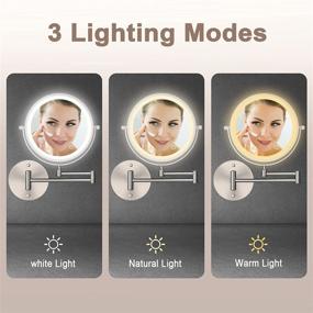 img 1 attached to Versatile 8-inch Rechargeable Wall Mounted Makeup Mirror: LED Lights, 10x Magnification, Double 💄 Sided, Touch Button, Adjustable Light - Perfect for Bedroom or Bathroom Vanity, Shaving & Makeup