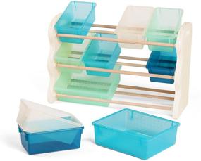 img 2 attached to 🗄️ B. spaces by Battat – Totes Tidy Toy Organizer – Kids Furniture Set with 10 Stackable Bins – Ivory, Sea, and Mint – Storage Unit