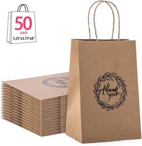 img 3 attached to 🛍️ Premium GSSUSA 50 Pcs Brown Kraft Paper Bags - Small Thank You Gift Bags Bulk with Handle, No Bow/Ribbon - Ideal for Wedding, Parties, Shopping, and Merchandise