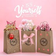 🛍️ premium gssusa 50 pcs brown kraft paper bags - small thank you gift bags bulk with handle, no bow/ribbon - ideal for wedding, parties, shopping, and merchandise logo