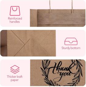 img 2 attached to 🛍️ Premium GSSUSA 50 Pcs Brown Kraft Paper Bags - Small Thank You Gift Bags Bulk with Handle, No Bow/Ribbon - Ideal for Wedding, Parties, Shopping, and Merchandise