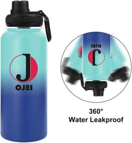 img 1 attached to 💧 OJEI 18oz Stainless Steel Vacuum Insulated Water Bottle for Sports with Paracord Handle and Lid - Sky Blue / Navy Blue