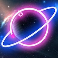 pink planet neon signs wall логотип