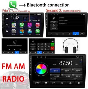 img 1 attached to 🚗 Binize Android 10 Car Stereo Double Din 10.1 Inch - Совместимость с Apple Carplay/Android Auto, GPS-навигация, сенсорный экран, Bluetooth, WiFi, двойной USB - Премиум-кар радио