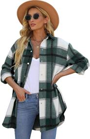 img 1 attached to ReachMe Oversized Shacket Pockets Flannel Women's Clothing for Coats, Jackets & Vests