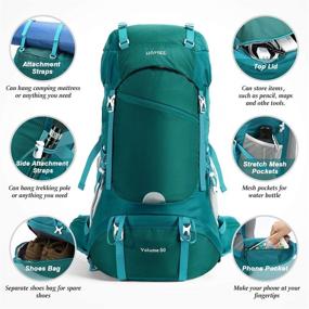 img 1 attached to 🎒 HOMIEE 50L Waterproof Hiking Backpack for Travel, Daypack for Outdoor Sports, Camping & Climbing - Includes Rain Cover, Men Women