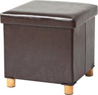 🪑 15-inch folding storage ottoman cube: spacious 40l leather chest for bedroom & living room, 450lbs capacity logo