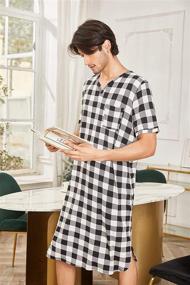 img 1 attached to Comfortable and Stylish Ekouaer Nightshirt Kaftan Nightgown for men - X Large size Sleepwear in Sleep & Lounge