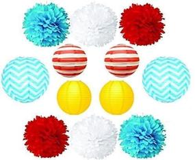 img 1 attached to 🎊 Dr. Seuss Inspired Tissue Pom Poms and Lanterns Bundle for Wedding, Birthday, and Nursery Room Decorations - Perfect for Baby Girl or Boy