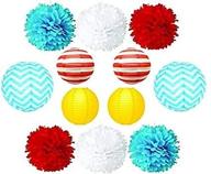 🎊 dr. seuss inspired tissue pom poms and lanterns bundle for wedding, birthday, and nursery room decorations - perfect for baby girl or boy logo