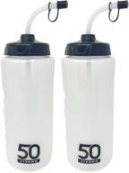 🥤 2-pack of bpa free plastic sports water bottles - 1 liter with straw, easy squeeze, finger grip & carry loop - ideal for football and hockey sports helmets логотип