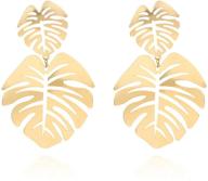 stunning bohemian ethnic earrings: personalized hollow palm leaf long drop dangle earrings for women and girls - colorful, exaggerated tropical monstera leaves eardrop logo