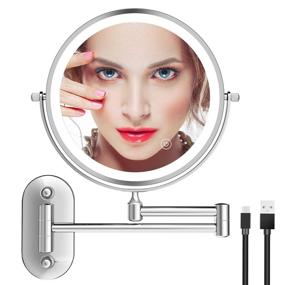 img 4 attached to 🪞 Rechargeable LED Makeup Mirror: O’Vantage Wall Mount Mirror, High Configuration, 7X Magnification, 8 Inch, 54 Medical-Grade Lights, Adjustable Touch Button, 3 Colors Mode, Chrome