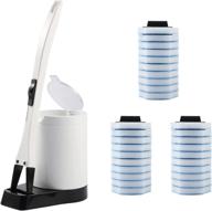 toilet cleaning kit: disposable toilet brush with 30 refill heads and storage caddy logo