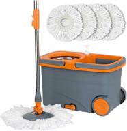 🧹 casabella spin cycle wet mop and bucket: ultimate floor cleaner, 5 microfiber heads, graphite/orange - reviews, prices logo