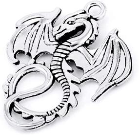 img 3 attached to 🐉 50PCS JIALEEY Dragon Charm Pendant: Exude Courage in DIY Jewelry Making – Antique Silver 21x16mm