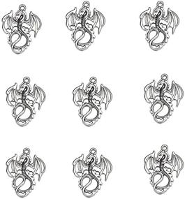 img 1 attached to 🐉 50PCS JIALEEY Dragon Charm Pendant: Exude Courage in DIY Jewelry Making – Antique Silver 21x16mm