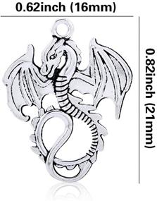 img 2 attached to 🐉 50PCS JIALEEY Dragon Charm Pendant: Exude Courage in DIY Jewelry Making – Antique Silver 21x16mm