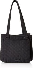 img 4 attached to Vera Bradley Classic Black Microfiber Shoulder Satchel Purse: Organized Multi-Compartment Design