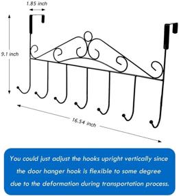 img 2 attached to 7-Hook Metal Over Door Hanger: Decorative Organizer Rack for Towels, Hats, 🧥 Coats, Purses, Scarves, Clothes, Jackets, Belts - Ideal for Bedroom, Bathroom, Closet (Black)