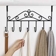 7-hook metal over door hanger: decorative organizer rack for towels, hats, 🧥 coats, purses, scarves, clothes, jackets, belts - ideal for bedroom, bathroom, closet (black) логотип