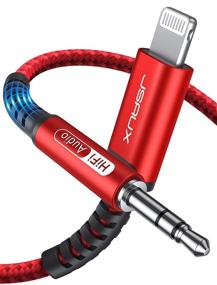 img 4 attached to 🔴 JSAUX Apple Mfi Certified Lightning to 3.5mm Audio Cord 6FT - iPhone 13/13 Pro/12/12 Mini/12 Pro/12 Pro Max/11 Pro/11 Pro Max/X/XR/XS Max/8/7/Headphone/Car Stereo-Red