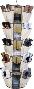 img 4 attached to 🧺 Smart Design 5-Tier Smart Carousel Organizer: 40 Pockets, 360° Swivel, Heavy Duty Fabric - Home Organization for Clothing, Shoes & Misc. Items (13 x 51.8 Inch)