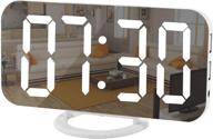 🕒 digital clock large display: led electric alarm clocks with makeup mirror surface, diming mode, 3 brightness levels, dual usb ports - modern white decor for bedroom/home logo