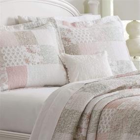 img 1 attached to 🛏️ Laura Ashley Home Celina Patchwork Collection Quilt Set - 100% Cotton, Reversible, Lightweight & Breathable Bedding, Pre-Washed for Enhanced Softness - Queen Size, Pink/Sage