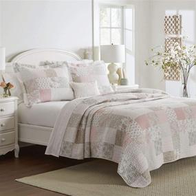 img 4 attached to 🛏️ Laura Ashley Home Celina Patchwork Collection Quilt Set - 100% Cotton, Reversible, Lightweight & Breathable Bedding, Pre-Washed for Enhanced Softness - Queen Size, Pink/Sage