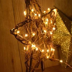 img 1 attached to Awinking Christmas Star Tree Topper: Vintage Rattan Natural Decorations with 30 LED Warm White Copper Lights