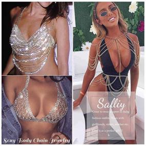 img 1 attached to Salliy Rhinestone Bikini Sequins Jewelry Women's Jewelry for Body Jewelry