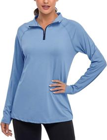 img 1 attached to Stay Protected with Cestyle Womens UPF 50+ Long Sleeve 1/4 Zip Lightweight Pullover for Outdoor Hiking and Workouts