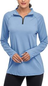 img 2 attached to Stay Protected with Cestyle Womens UPF 50+ Long Sleeve 1/4 Zip Lightweight Pullover for Outdoor Hiking and Workouts