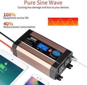 img 2 attached to 🔌 300Watt Pure Sine Wave Power Inverter for Cars - GISIAN 12V DC to 110V AC Car Adapter with LCD Display, Dual USB Ports, 2 AC Outlets - Ideal for Smartphones, Laptops, Tablets