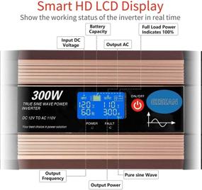 img 3 attached to 🔌 300Watt Pure Sine Wave Power Inverter for Cars - GISIAN 12V DC to 110V AC Car Adapter with LCD Display, Dual USB Ports, 2 AC Outlets - Ideal for Smartphones, Laptops, Tablets