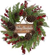 🎄 christmas decorative wreath - 20 inch pinecone berry design for front door, outdoor/indoor party, wall, table, home décor логотип