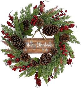 img 4 attached to 🎄 Christmas Decorative Wreath - 20 Inch Pinecone Berry Design for Front Door, Outdoor/Indoor Party, Wall, Table, Home Décor